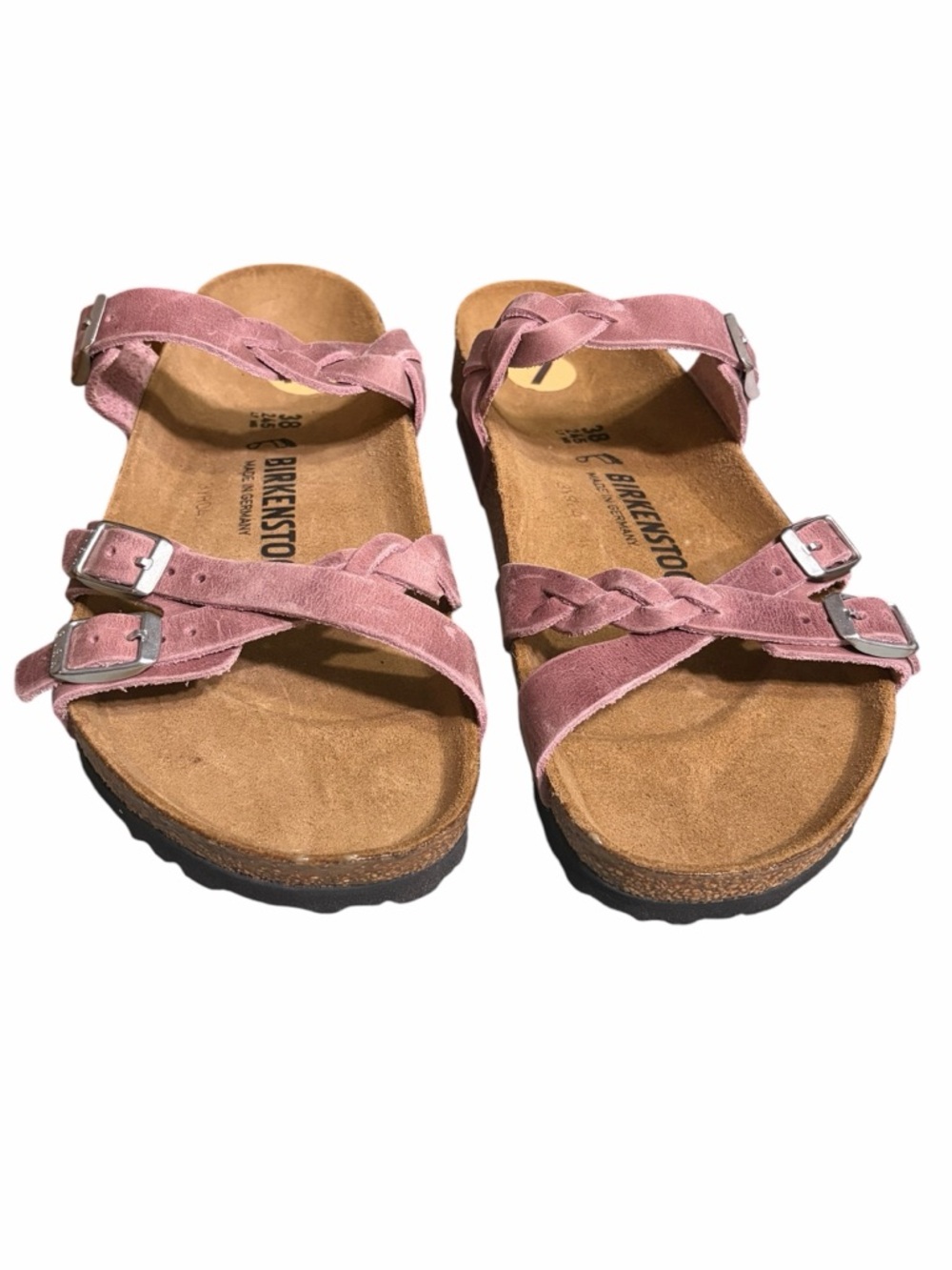 Birkenstock Women’s Dusty Pink Suede Braided Strap Sandals